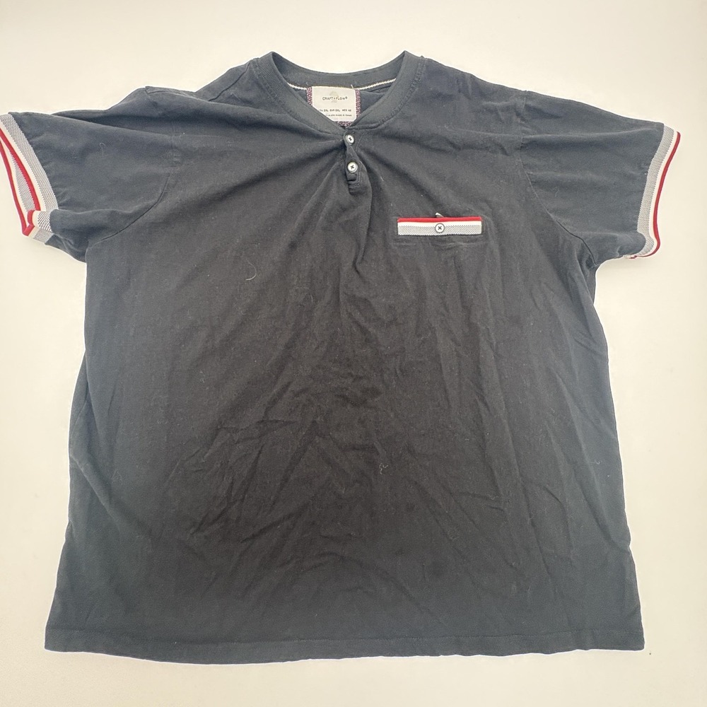 Craft + Flow Polo Shirt Mens 3XL Black Knit Trim Short Sleeve Basic Casual